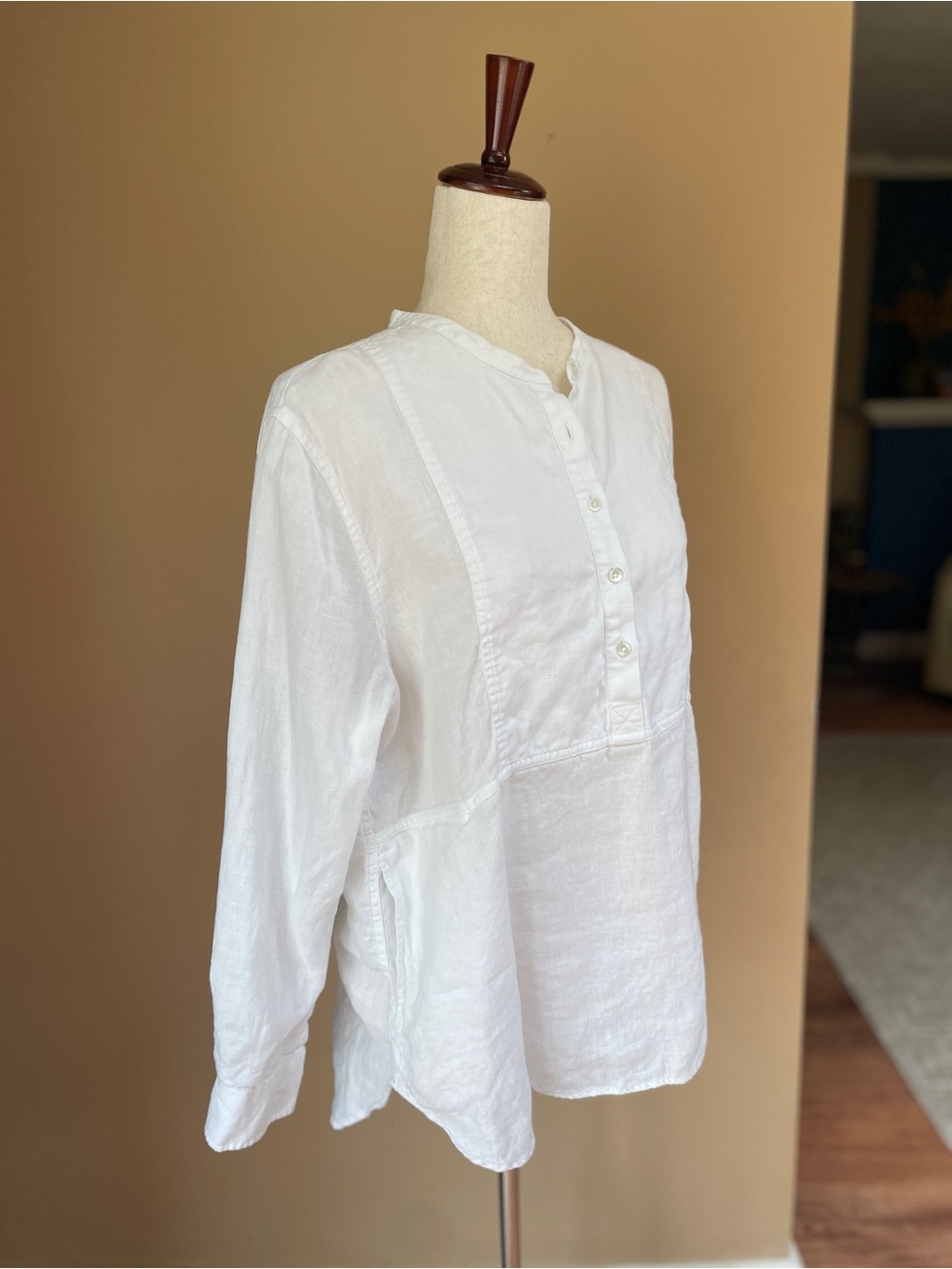 Guideboat Co. Womens Linen Tunic Blouse Top Large White Coastal‎ Beachy Pockets - Picture 2 of 11